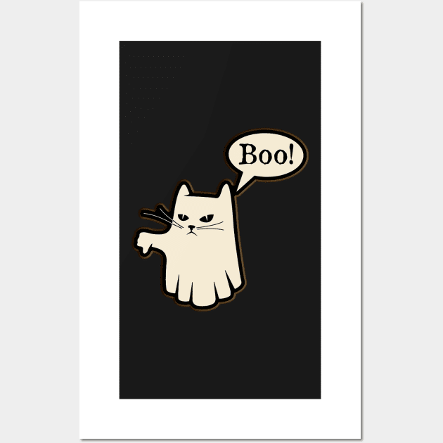 Cute Spirits Ghost Cat of Disapproval the ghost of disapproval Wall Art by masterpiecesai